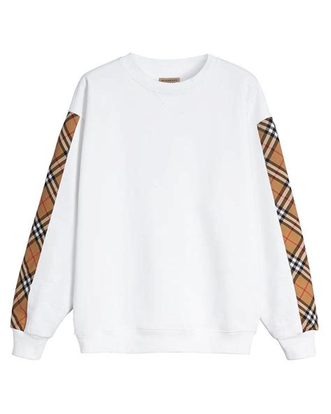 Burberry White Vintage Check Detail Cotton Blend Sweatshirt